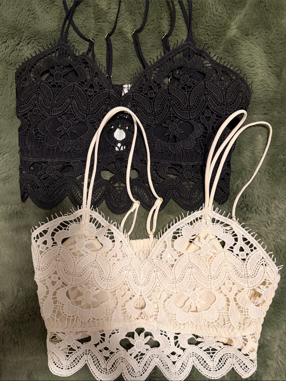 Anthropologie Lace Bralette Duo - Black & Cream Crochet Lace